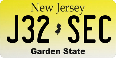 NJ license plate J32SEC