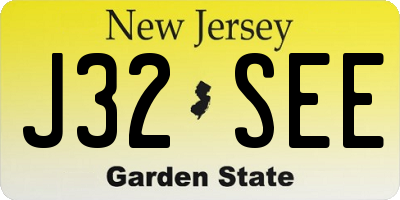 NJ license plate J32SEE