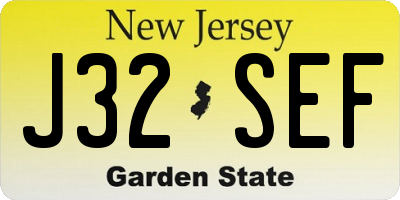 NJ license plate J32SEF