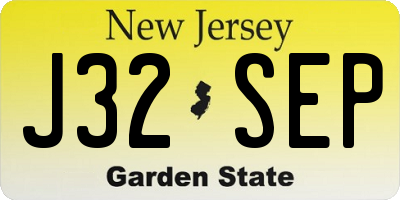 NJ license plate J32SEP