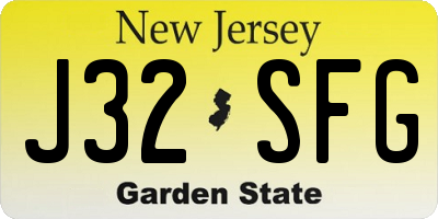 NJ license plate J32SFG
