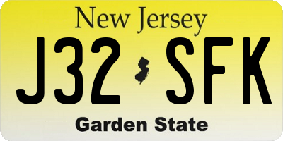 NJ license plate J32SFK