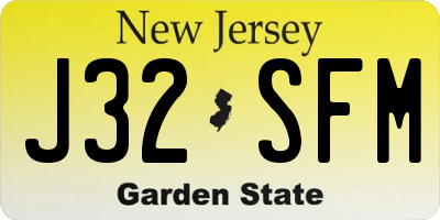NJ license plate J32SFM