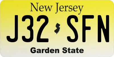 NJ license plate J32SFN