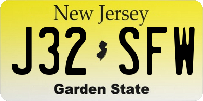 NJ license plate J32SFW