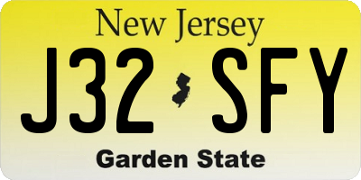 NJ license plate J32SFY