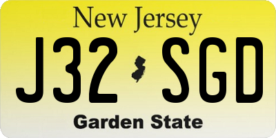 NJ license plate J32SGD