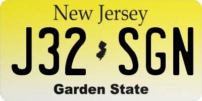 NJ license plate J32SGN