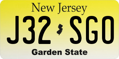 NJ license plate J32SGO