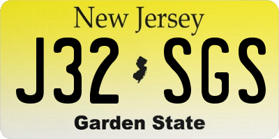 NJ license plate J32SGS
