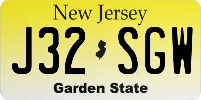 NJ license plate J32SGW