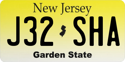 NJ license plate J32SHA