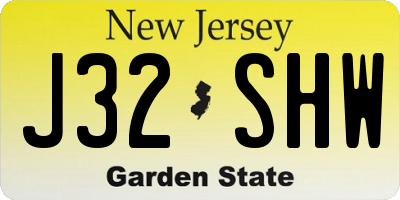 NJ license plate J32SHW
