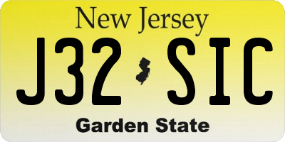NJ license plate J32SIC