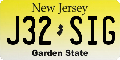 NJ license plate J32SIG