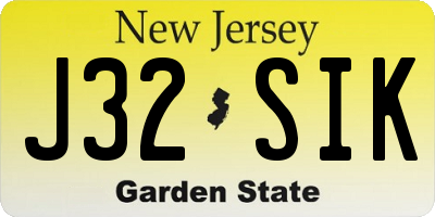 NJ license plate J32SIK