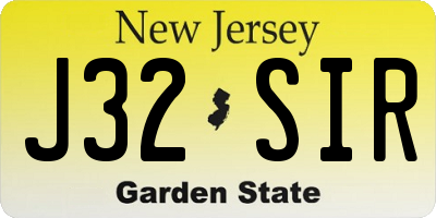 NJ license plate J32SIR