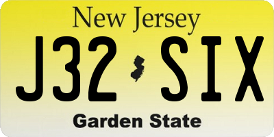 NJ license plate J32SIX