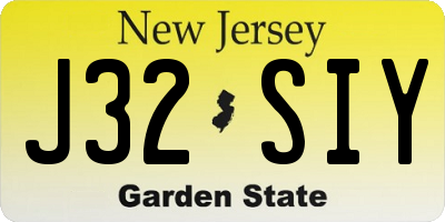 NJ license plate J32SIY