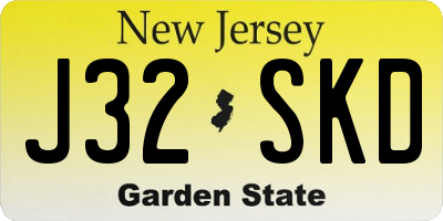 NJ license plate J32SKD