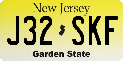 NJ license plate J32SKF