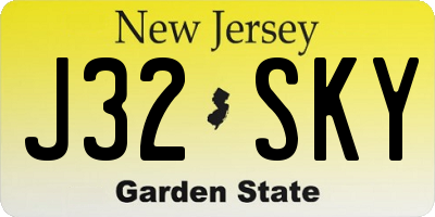 NJ license plate J32SKY