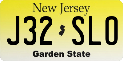 NJ license plate J32SLO