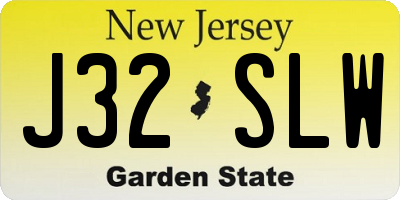 NJ license plate J32SLW