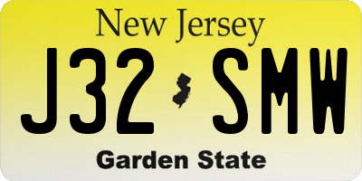 NJ license plate J32SMW