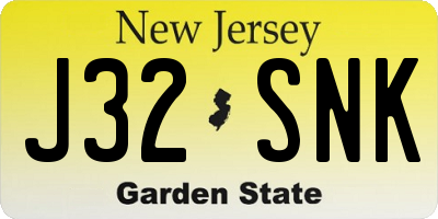 NJ license plate J32SNK