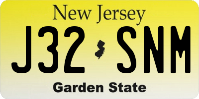 NJ license plate J32SNM