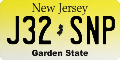NJ license plate J32SNP