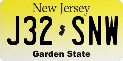 NJ license plate J32SNW