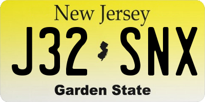 NJ license plate J32SNX