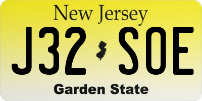 NJ license plate J32SOE