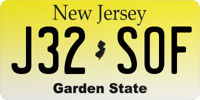 NJ license plate J32SOF