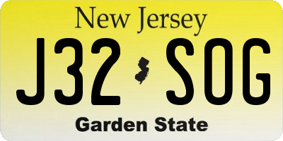 NJ license plate J32SOG