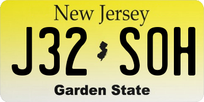 NJ license plate J32SOH