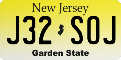 NJ license plate J32SOJ