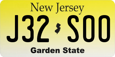 NJ license plate J32SOO