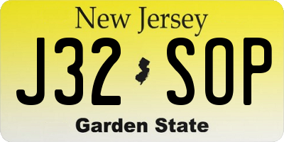 NJ license plate J32SOP