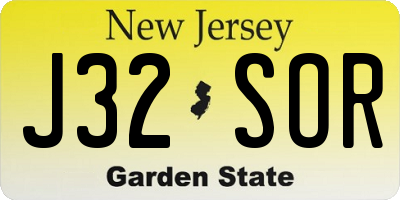 NJ license plate J32SOR