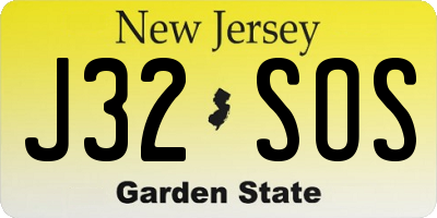 NJ license plate J32SOS