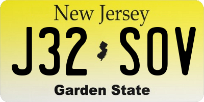 NJ license plate J32SOV