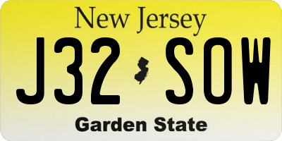 NJ license plate J32SOW