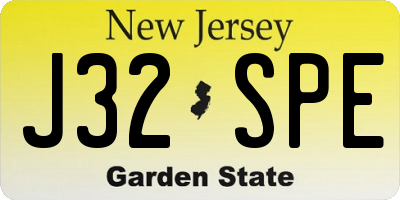 NJ license plate J32SPE