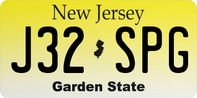 NJ license plate J32SPG