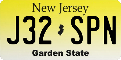 NJ license plate J32SPN