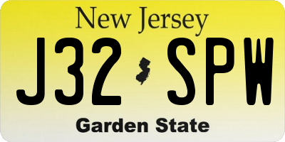 NJ license plate J32SPW