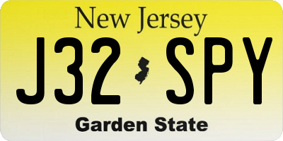 NJ license plate J32SPY